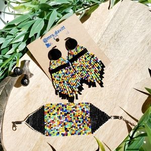 Boho Set of bracelet and earrings multicolored